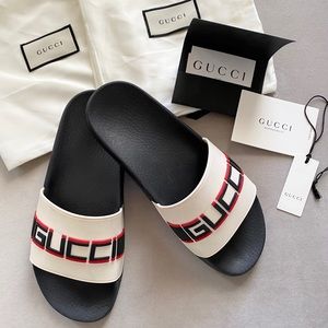 Gucci stripe rubber slide sandal